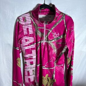 REALTREE XTRA Women's Extra Large Long Sleeve Pink Camouflage 1/4 Zip Pullover